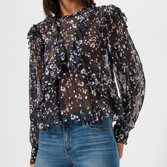 ISABEL MARANT silk Ruffled Floral Blouse - Picture 14 of 15